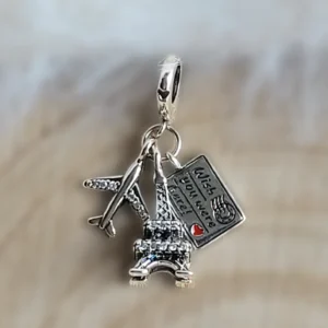 Párizs Emlék Charm - ezüstözött