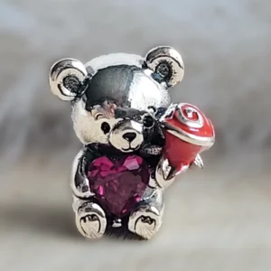 Maci Rózsával Charm - ezüstözött