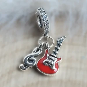 Zene Charm Gitár és Violinkulcs - ezüstözött