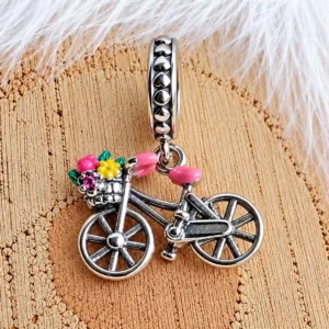 Virágos Bicikli charm